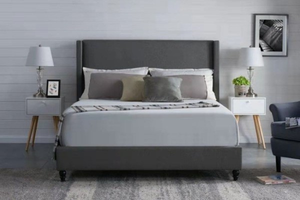 Picture of POOLE Bed Frame in Queen Size (Dark grey)