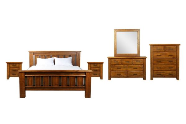Picture of FLINDERS 4PC/5PC/6PC Solid Pine Wood Bedroom Combo in Queen/Super King Size