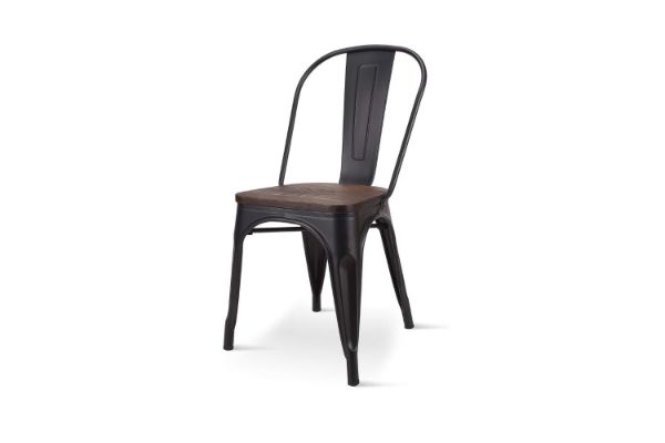 Picture of TOLIX Replica Dining Chair With Solid Pine Wood - Matte Black