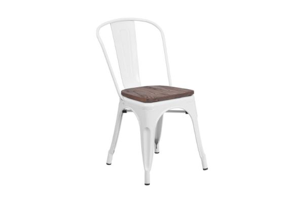 Picture of TOLIX Replica Dining Chair With Solid Pine Wood - Matt White