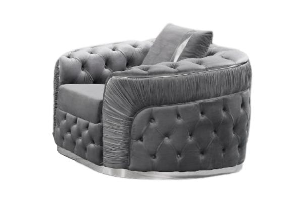 Picture of PIEDMONT Chesterfield Velvet 1 Seater Sofa/ Armchair (Grey)