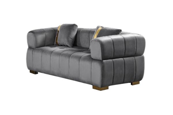 Picture of VEGAS Chesterfield Velvet Sofa (Grey) - 2 Seater