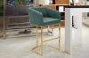 Picture of TRYTON 74 Bar Height Bar Stool with Arms & Golden Finish Base (Green)  