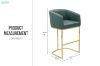 Picture of TRYTON 74 Bar Height Bar Stool with Arms & Golden Finish Base (Green)  
