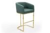 Picture of TRYTON 74 Bar Height Bar Stool with Arms & Golden Finish Base (Green)  