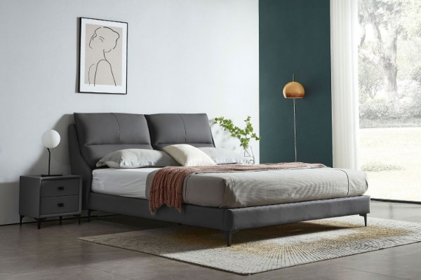 Picture of ROMEO Genuine Leather Bed Frame in King Size (Dark Grey)
