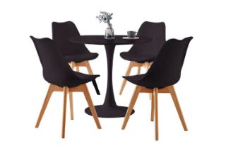Picture of TULIP Dining Set (Black) - 80cm Table with 4 Chairs 