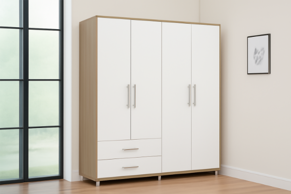 Picture of DUBLIN 4-Door 2-Drawer Wardrobe (White & Oak Colour)