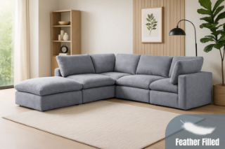 Picture of FAIRFIELD Feather-Filled Sectional Modular Sofa Range - 5PC Big Combo Set (Armlessx2 + Cornerx2 + Ottoman)