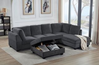 Picture of LIBERTY Premium Sectional Sofa (Dark Grey) - Chaise Facing Right with Storage Ottoman 