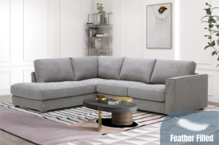Picture of HEARTLAND Feather-Filled Fabric Sectional Sofa (Grey) - Chaise Facing Left
