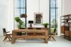 Picture of TIMBERA Solid Reclaimed Pine Wood Frame Dining Armchair with Genuine Leather Seat and Backrest