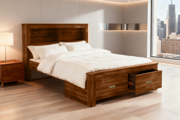 Picture of KASLYN Queen/King/Super King Bed Frame with Drawers & Shelves