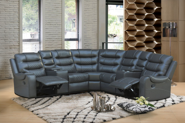 Picture of [FLOOR MODEL CLEARANC] LAKELAND Reclining Corner Sofa with Console and Storage (Grey)