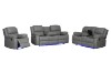 Picture of MARVIN Air Leather Manual Reclining Sofa Range (Grey) - 3 Seat with Drop Down Cup Holders & Wireless Charger (3RRC)