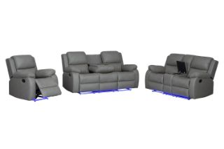 Picture of MARVIN Air Leather Manual Reclining Sofa Range (Grey) - 3RRC+2RRC+1R Sofa Set