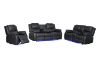 Picture of MARVIN Air Leather Manual Reclining Sofa Range with LED & Console & Wireless Charger (Black)