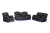 Picture of MARVIN Air Leather Manual Reclining Sofa Range (Black) - 3 Seat with Drop Down Cup Holders & Wireless Charger (3RRC)