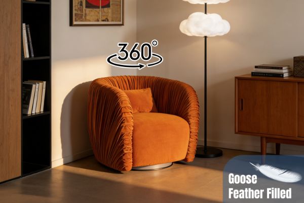 Picture of MOCHA 360° Swivel Goose Feather-Filled Fabric Armchair/Sofa Chair
