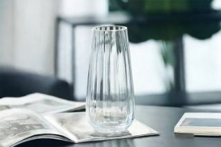 Picture of IRREGULAR Transparent Vertical Striped Glass Vase (8x25cm)