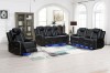 Picture of FAIRWAY Air Leather Dual Motor Reclining Sofa Range with Cup Holders & Storage & Bluetooth Speaker & USB Port, Power Socket & Wireless Charging & LED Lighting (Dark)