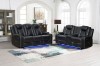 Picture of FAIRWAY Air Leather Dual Motor Reclining Sofa Range with Cup Holders & Storage & Bluetooth Speaker & USB Port, Power Socket & Wireless Charging & LED Lighting (Dark)