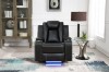 Picture of FAIRWAY Air Leather Dual Motor Reclining Sofa Range with Cup Holders & Storage & Bluetooth Speaker & USB Port, Power Socket & Wireless Charging & LED Lighting (Dark)