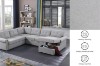 Picture of MERITON Sectional Sofa/Pull-Out Sofa Bed with Storage Chaise (Light Grey)