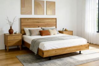 Picture of BRITTON Australian Marri Hardwood Floating Bed Frame - Queen Size