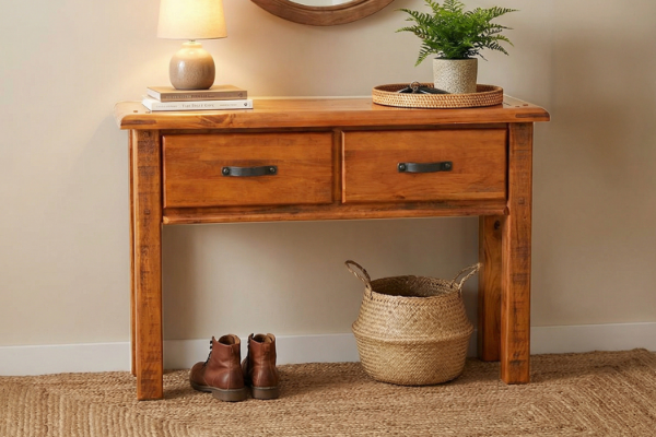 Picture of RIVERWOOD 120 2-Drawer Rustic Pine Console Table