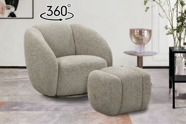 Picture of EMERY 360° Swivel Armchair/Sofa Lounge Chair with Ottoman