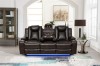 Picture of FAIRWAY Air Leather Dual Motor Reclining Sofa Range with Cup Holders & Storage & Bluetooth Speaker & USB Port, Power Socket & Wireless Charging & LED Lighting (Brown)