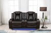 Picture of FAIRWAY Air Leather Dual Motor Reclining Sofa Range with Cup Holders & Storage & Bluetooth Speaker & USB Port, Power Socket & Wireless Charging & LED Lighting (Brown)