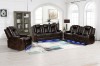 Picture of FAIRWAY Air Leather Dual Motor Reclining Sofa Range with Cup Holders & Storage & Bluetooth Speaker & USB Port, Power Socket & Wireless Charging & LED Lighting (Brown)