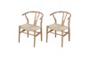 Picture of WISHBONE Solid Beech Wood Y Replica Chair (Natural Frame-Beige Seat) - 2 Chairs in 1 Carton