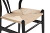 Picture of WISHBONE Solid Beech Wood Y Replica Chair (Black Frame-Beige Seat) - Each