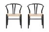 Picture of WISHBONE Solid Beech Wood Y Replica Chair (Black Frame-Beige Seat) - Each