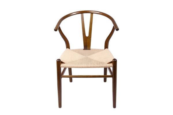 Picture of WISHBONE Solid Beech Wood Y Replica Chair (Walnut Frame-Beige Seat) - Each