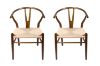 Picture of WISHBONE Solid Beech Wood Y Replica Chair (Walnut Frame-Beige Seat) - Each