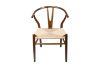 Picture of WISHBONE Solid Beech Wood Y Replica Chair (Walnut Frame-Beige Seat) - 2 Chairs in 1 Carton