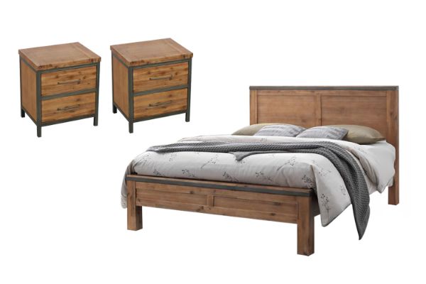 Picture of KANSAS 3PC Bedroom Combo in Queen Size (Acacia Wood)
