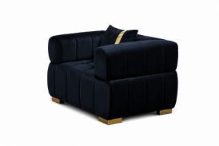 Picture of VEGAS Chesterfield Velvet  Sofa (Black)  - 1 Seater