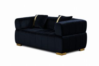 Picture of  VEGAS Chesterfield Velvet Sofa (Black) - 2 Seater