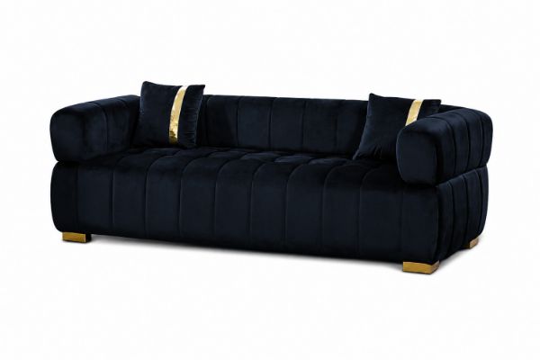 Picture of VEGAS Chesterfield Velvet  Sofa (Black)  - 3 Seater