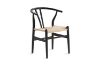 Picture of WISHBONE Solid Beech Wood Y Replica Chair (Black Frame-Beige Seat) - 49x57x75