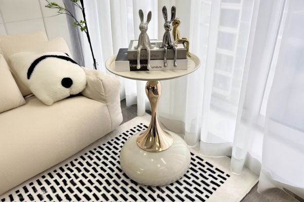 Picture of  [FLOOR MODEL CLEARANCE] LUMEN D38 Metal Frame with Paint Finish Side Table (Beige)