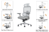 Picture of FLEXO Pro Height Adjustable Mesh Office Chair with Adjustable Headrest & Backrest, 5D Armrests and Seat Slider (Grey)