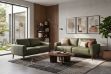 Picture of RHETT 3/2 Seater 100% Genuine Leather Sofa Range with Solid Wood Platform Base (Muted Green)