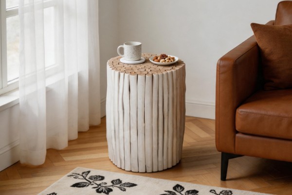 Picture of PRELUDE Teak Log Round Side Table/Stool - Small Size (38x50)