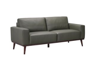 Picture of RHETT 3/2 Seater 100% Genuine Leather Sofa Range with Solid Wood Platform Base (Muted Green) - 3 Seater